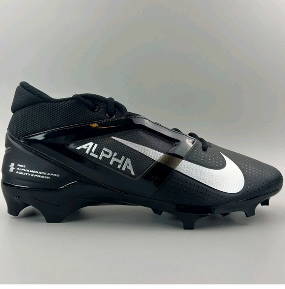 Nike Alpha Elite 4 Menace Football Cleats Black Silver FD7036-002 Mens Size 10.5 - Picture 2 of 5